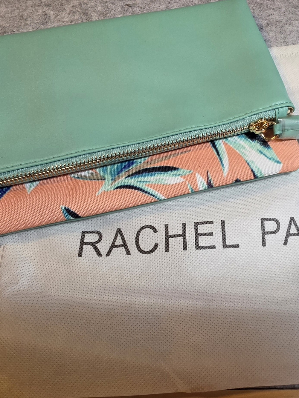 Rachel Pally Mint & Coral Floral Foldover Clutch